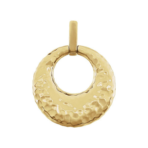 14k Yellow Gold Hammered Circle Pendant