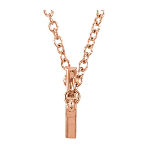 14k Rose Gold Sideways Cross 16-18" Necklace