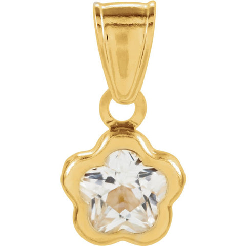 14k Yellow Gold April CZ Birthstone Pendant