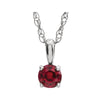 14k White Gold Imitation Ruby "July" Birthstone 14-inch Necklace for Kids