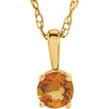 14k Yellow Gold Imitation Citrine "November" Birthstone 14-inch Necklace for Kids