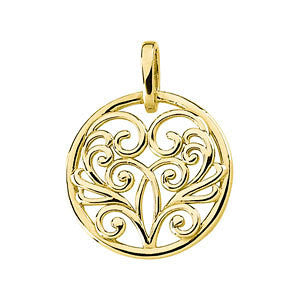 14k Yellow Gold Circular Filigree Pendant
