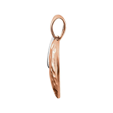 14k Rose Gold & White 27x17mm Hammered Heart Pendant
