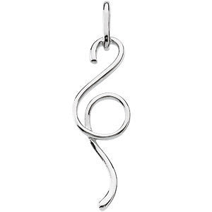 14k White Gold Swirl & Curl Pendant