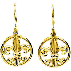 14k Yellow Gold Fleur-de-lis Earring