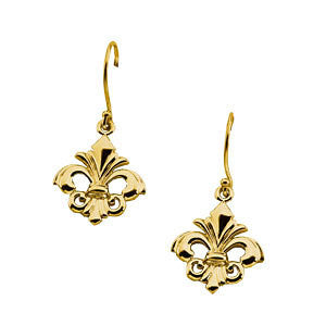 14k Yellow Gold Fleur-de-lis Earrings