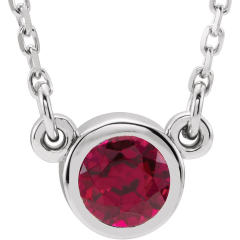 Sterling Silver Imitation Ruby 16" Necklace