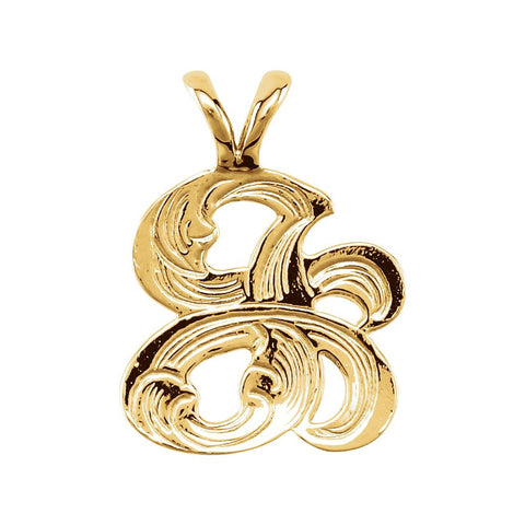 14k Yellow Gold "J" Medium Initial Pendant