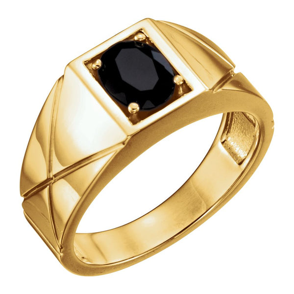 14k Yellow Gold Onyx Men's Ring, Size 11