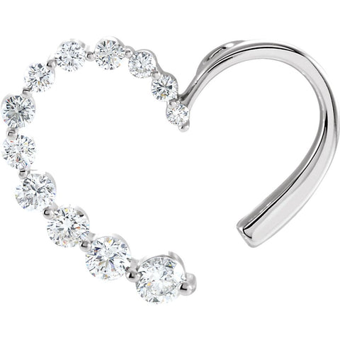 14k White Gold Journey Diamond Heart Pendant