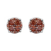 14k White Gold 3/8 CTW Brown Diamond Cluster Earrings
