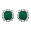 14k White Gold Created Emerald & 1/10 CTW Diamond Earrings