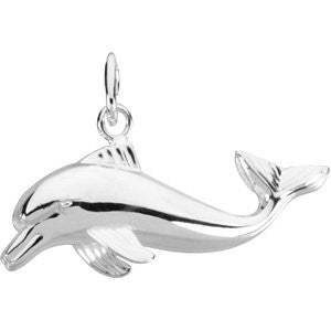 09.50x26.00 mm Dolphin Charm in Sterling Silver