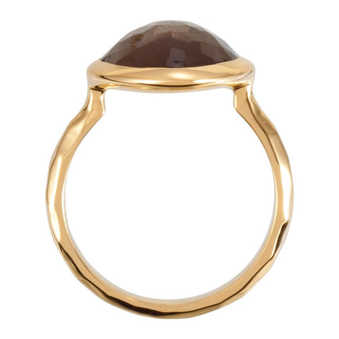 18K Yellow Gold Vermeil 15x11x6mm Smoky Quartz Ring Size 6