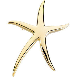 14k Yellow Gold Starfish Brooch / Pendant