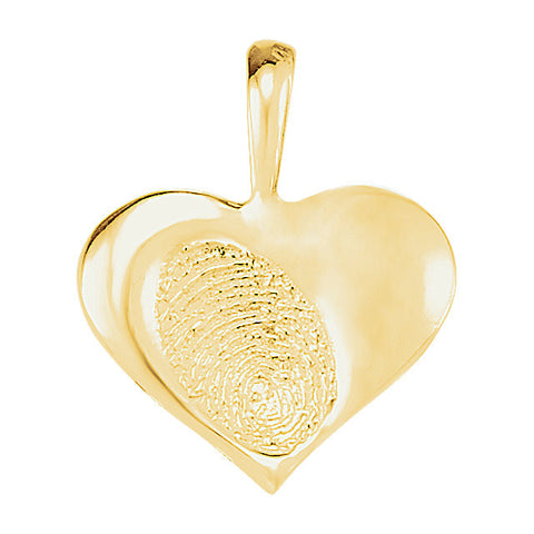 14k Yellow Gold 15.7x13mm Small Heart print Pendant