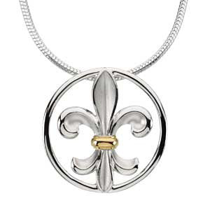 Sterling Silver & 14k Yellow Gold Fleur-de-lis Pendant