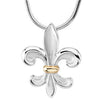 Two Tone Fleur-De-Lis Pendant in Sterling Silver & 14K Yellow Gold