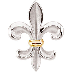 Sterling Silver & 14k Yellow Gold Fleur-de-lis Brooch