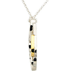 Sterling Silver & 14k Yellow Gold Two Tone Heart Pendant