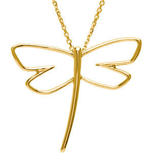Metal Fashion Dragonfly Pendant in 14k White Gold