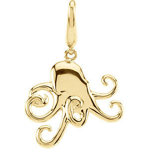 14k Yellow Gold 17mm Octopus Dangle