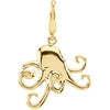 14K Yellow Gold 17mm Octopus Dangle