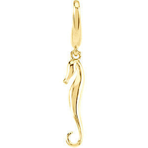 14k Yellow Gold Sea Horse Dangle-Left