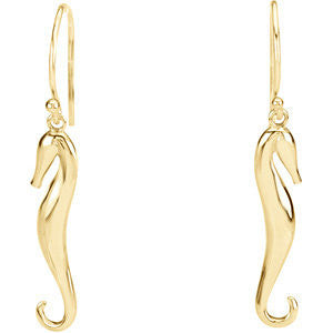 14k Yellow Gold Seahorse Earrings