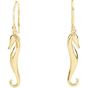 Pair of 25.00 mm Seahorse Earrings in 14K Yellow Gold