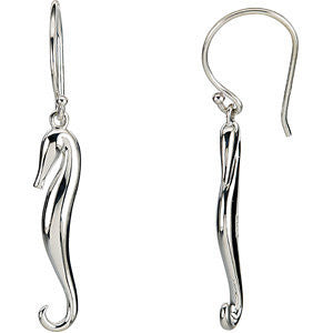 14k White Gold Seahorse Earrings