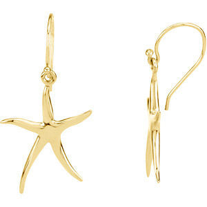 14k Yellow Gold Starfish Earrings