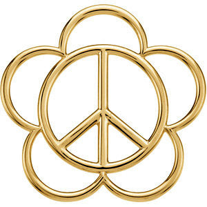 14k Yellow Gold Peace Sign Pendant