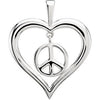 36.75x30.50 mm Heart Peace Sign Pendant in Sterling Silver