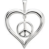 36.75x30.50 mm Heart Peace Sign Pendant in 14K White Gold
