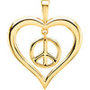 Sterling Silver Heart Peace Sign Pendant