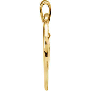 14k Yellow Gold Heart Peace Sign Pendant