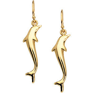 14k Yellow Gold Metal Fashion Dolphin Dangle