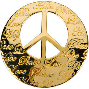 14k Yellow Gold Hope, Life, Peace, Love Engraved Pendant