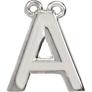 Sterling Silver Letter "A" Block Initial Necklace Center