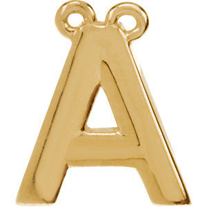 14k Yellow Gold Letter "A" Block Initial Necklace Center