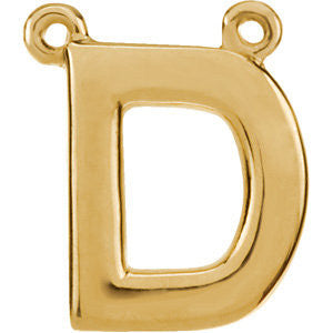 14k Yellow Gold Letter "D" Block Initial Necklace Center