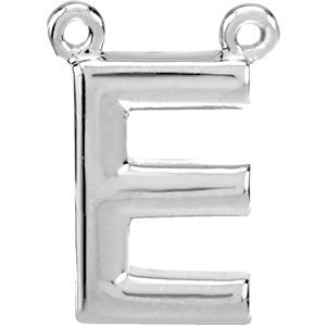 14k White Gold Letter "E" Block Initial Necklace Center