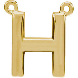 14k Yellow Gold Letter "H" Block Initial Necklace Center