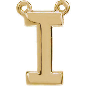14k Yellow Gold Letter "I" Block Initial Necklace Center