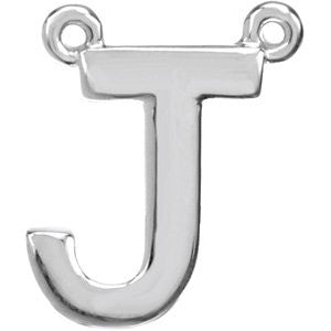 14k White Gold Letter "J" Block Initial Necklace Center