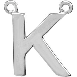 Sterling Silver Letter "K" Block Initial Necklace Center