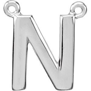 Sterling Silver Letter "N" Block Initial Necklace Center