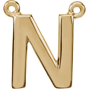 14k Yellow Gold Letter "N" Block Initial Necklace Center