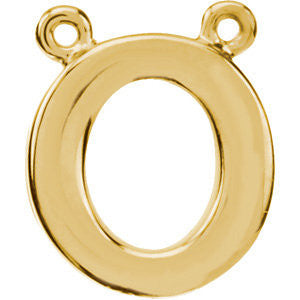 14k Yellow Gold Letter "O" Block Initial Necklace Center